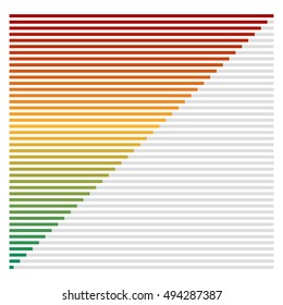 Flat bar chart, bar graph, progress, level indicator interface element from low to high level