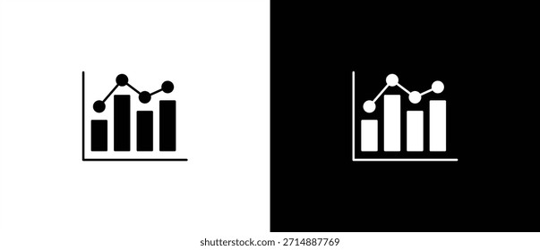 Flat bar chart icon. Business chart icon with graph, statistics, bar chart for finance or analysis. Bar chart with horizontal and vertical layout for data growth. Vector on transparent and black background. - Powered by Shutterstock - Get 15% off with code: PIKWIZARD15