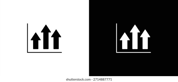 Flat bar chart icon. Business chart icon with graph, statistics, bar chart for finance or analysis. Bar chart with horizontal and vertical layout for data growth. Vector on transparent and black background.