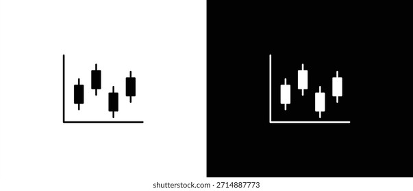 Flat bar chart icon. Business chart icon with graph, statistics, bar chart for finance or analysis. Bar chart with horizontal and vertical layout for data growth. Vector on transparent and black background.