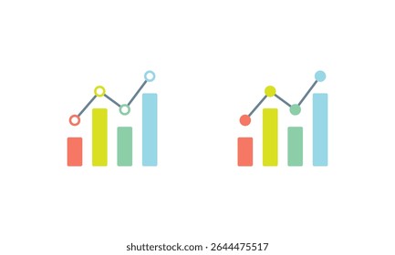 Flat bar and line chart icon. Colorful data visualization symbol