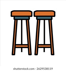 Flat bar stool object icon design concept isolated