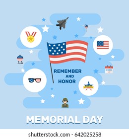 Flat Barbecue, Medallion, Spectacles And Other Vector Elements. Set Of Day Flat Symbols Also Includes Decoration, Brazier, Glasses Objects.