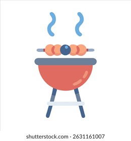 Flat barbecue object icon modern design concept isolated