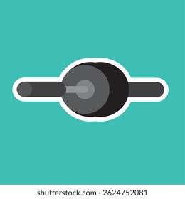Flat barbell side view icon. Vector illustration