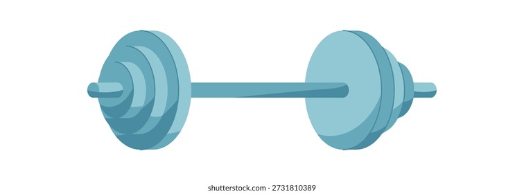 Símbolo de barra plana con placas de peso y diseño de disco. Equipo deportivo esencial para el gimnasio, la aptitud y el entrenamiento. Representa levantamiento de pesas, ejercicio, actividad muscular. Perfecto para la salud