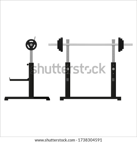 Flat barbell weight rack. Fitness and bodybuilding. Equipment for the gym. Stock vector illustration isolated on white background.