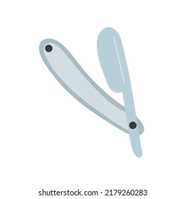 Flat barber razor vector illustration. Flat style blade for shaving. 