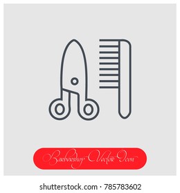 Flat Barbershop Vector Icon Illustration.Light Backround.Premium Quality.