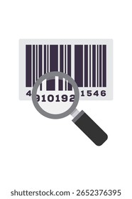 Flat Barcode Reader Icon. Barcode icon isolated sign symbol with magnifying glass stock illustration.