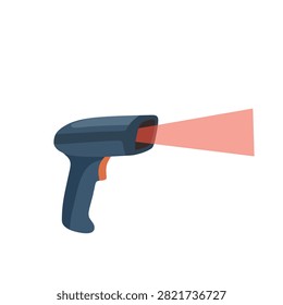 Flat barcode scanner icon isolated on white background. Handheld scanner illustration for retail checkout, inventory management, warehouse, and POS systems