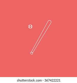 Flat baseball bat icon. Ball illustration.