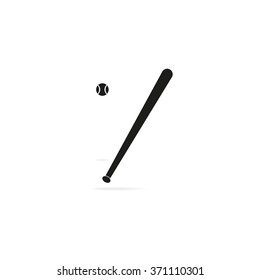 Flat baseball bat icon. Ball illustration.