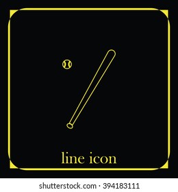 Flat baseball bat icon. Ball illustration.