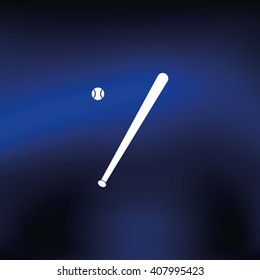 Flat baseball bat icon. Ball illustration.