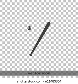 Flat baseball bat icon. Ball illustration.