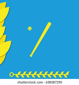 Flat baseball bat icon. Ball illustration.