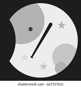 Flat baseball bat icon. Ball illustration.