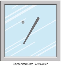 Flat baseball bat icon. Ball illustration.