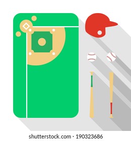 Flat baseball icons design 