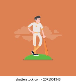 flat baseball player poses vector illustration and orange background