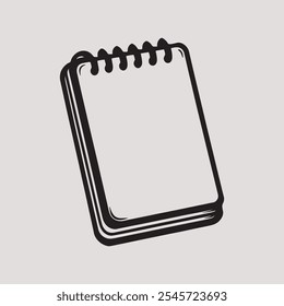 A flat, basic shape of a plain notepad as a simple line drawing
