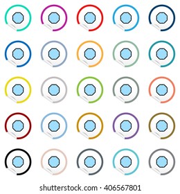 Flat basin icons on sticker for floor plan outline. Line EPS10 vector furniture illustration. View from above