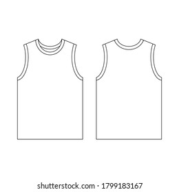flat basketball jersey Template outline design black and white vector 