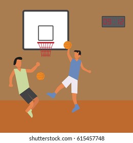 Flat basketball players Illustration