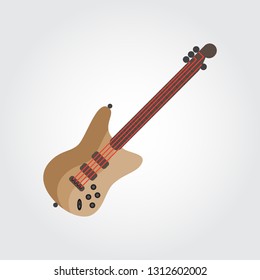 Flat bass guitar instrument. isolated with white background