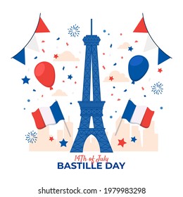 Flat Bastille Day premium vector