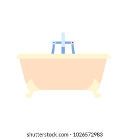 Flat bath with bath faucet icon vector illustration