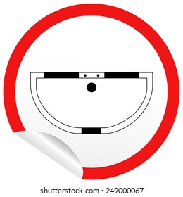 Flat bath icon on sticker for floor plan outline. Line editable EPS10 vector furniture illustration. View from above