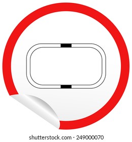 Flat bath icon on sticker for floor plan outline. Line editable EPS10 vector furniture illustration. View from above