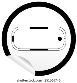 Flat bath icon on sticker for floor plan outline. Line editable EPS10 vector furniture illustration. View from above