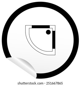 Flat bath icon on sticker for floor plan outline. Line editable EPS10 vector furniture illustration. View from above 