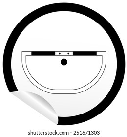 Flat bath icon on sticker for floor plan outline. Line editable EPS10 vector furniture illustration. View from above