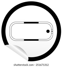 Flat bath icon on sticker for floor plan outline. Line editable EPS10 vector furniture illustration. View from above