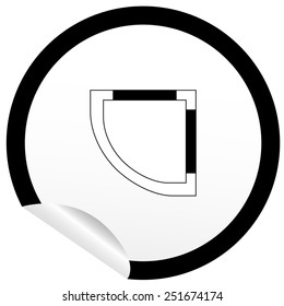Flat bath icon on sticker for floor plan outline. Line editable EPS10 vector furniture illustration. View from above