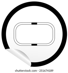 Flat bath icon on sticker for floor plan outline. Line editable EPS10 vector furniture illustration. View from above