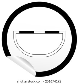Flat bath icon on sticker for floor plan outline. Line editable EPS10 vector furniture illustration. View from above