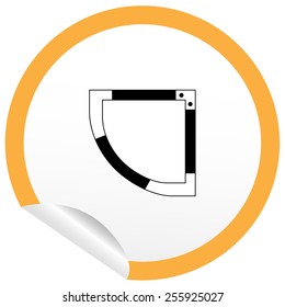 Flat bath icon on sticker for floor plan outline. Line editable EPS10 vector furniture illustration. View from above