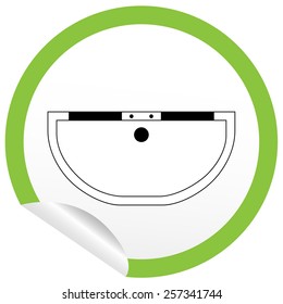 Flat bath icon on sticker for floor plan outline. Line editable EPS10 vector furniture illustration. View from above