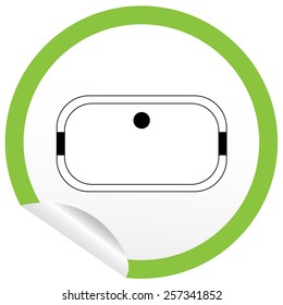 Flat bath icon on sticker for floor plan outline. Line editable EPS10 vector furniture illustration. View from above