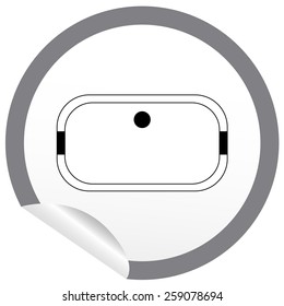 Flat bath icon on sticker for floor plan outline. Line editable EPS10 vector furniture illustration. View from above