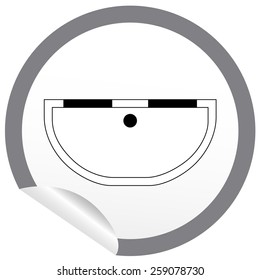 Flat bath icon on sticker for floor plan outline. Line editable EPS10 vector furniture illustration. View from above