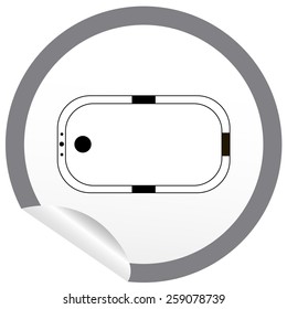 Flat bath icon on sticker for floor plan outline. Line editable EPS10 vector furniture illustration. View from above