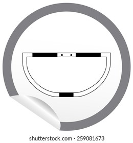 Flat bath icon on sticker for floor plan outline. Line editable EPS10 vector furniture illustration. View from above