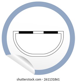 Flat bath icon on sticker for floor plan outline. Line editable EPS10 vector furniture illustration. View from above