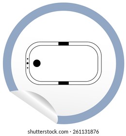 Flat bath icon on sticker for floor plan outline. Line editable EPS10 vector furniture illustration. View from above